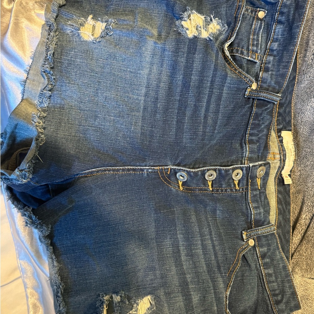 Torrid Stylish Button Fly Blue Distressed Women's Jeans